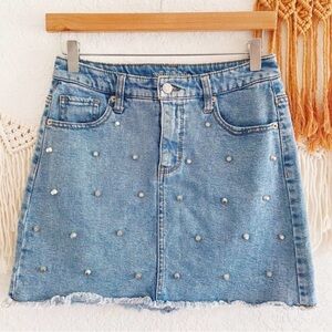 Wild Fable Denim Mini Skirt with Stud Accents